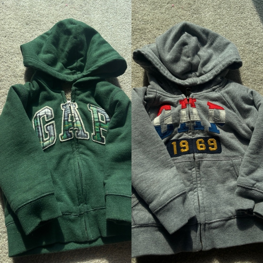 GAP Kids Green and Gray Hoodies with Logo